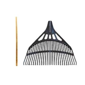 Nyelezett lombseprű, műanyag, fekete, 55 cm 23 fogú, E