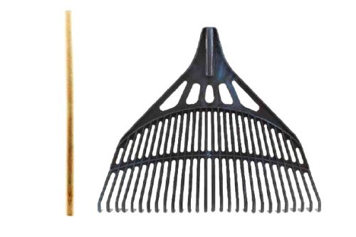 Nyelezett lombseprű, műanyag, fekete, 55 cm 23 fogú, E