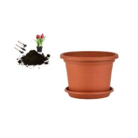 Virágcserép + alátét, Cilindro, terrakotta, 17 cm