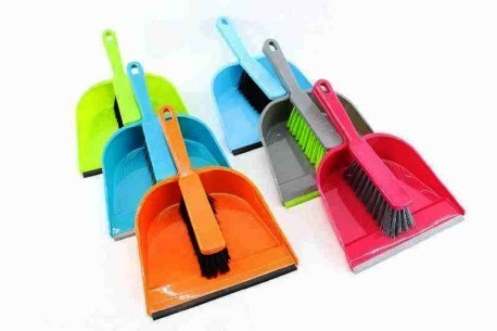 Szemeteslapát gumi éllel + kefe, E	