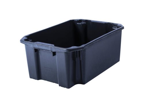 Szüretelő láda, újrahasznosított, fekete, p